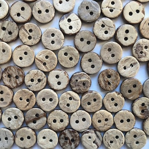 9mm COCONUT SHELL BUTTONS x 10, coconut shell buttons, Small 2 hole round buttons, Mini buttons buttons, Craft buttons