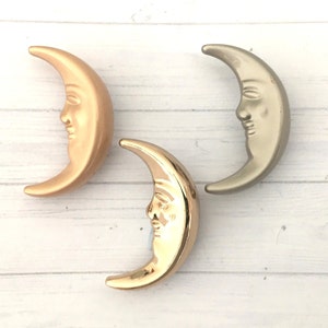 METAL MOON SHANK  Buttons, 30mm x 20mm Stylish moon metal shank buttons. Matt/gloss gold and matt silver moon buttons. Coat / jacket button