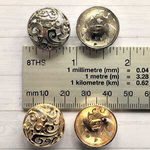 Cut out floral design, domed, lighter weight metal shank buttons 20mm image 5