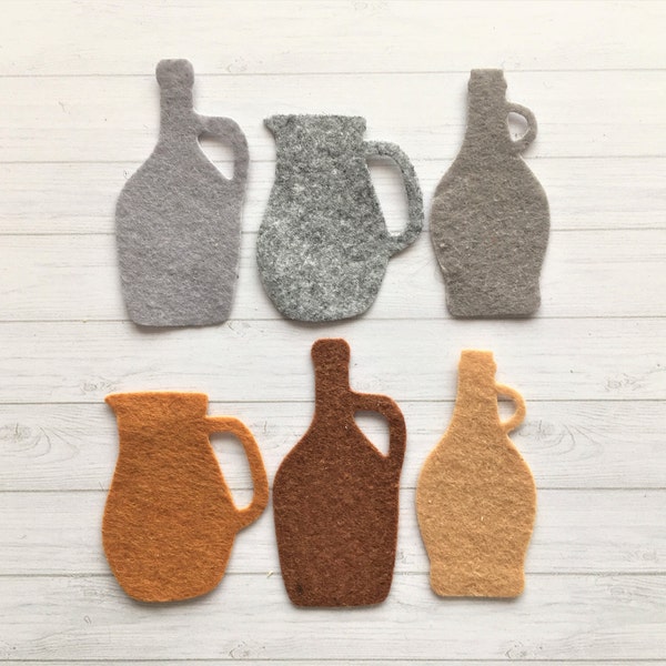 6 x FELT DIE CUT Vases/jugs, Flower vase die cuts, felt vase/jug, Pretty felt card toppers. Greeting card decoration.