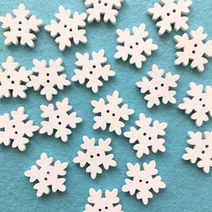 SNOWFLAKE BUTTONS X 10, Wooden Snowflake Buttons, Christmas Buttons ...