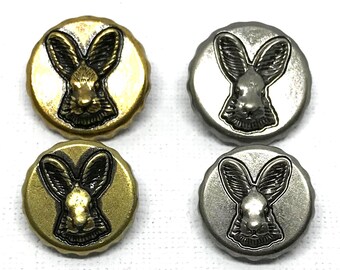 Hare/rabbit head design metal shank buttons 20/23mm