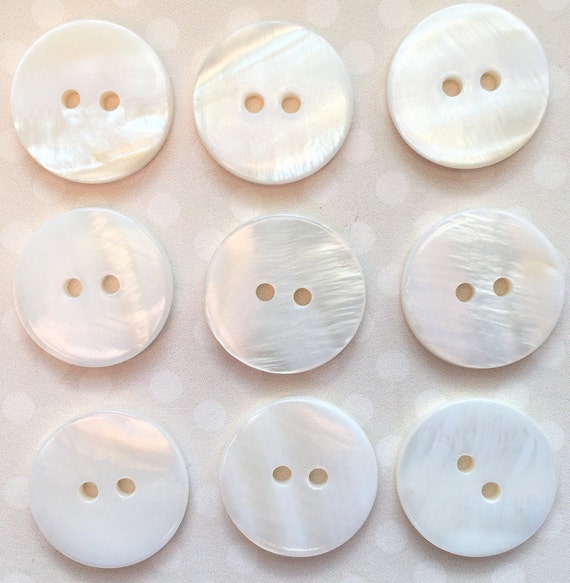 REAL MOTHER of PEARL Buttons X 9. 2 Hole Buttons, 10mm Natural Shell  Buttons. 10mm Mother of Pearl Buttons. 