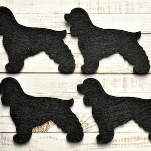 4 x FELT SANIELS, découpes en feutre pour chien, découpes en feutre épagneul, décoration pour cartes en feutre pour chien, décoration pour cartes en feutre épagneul.