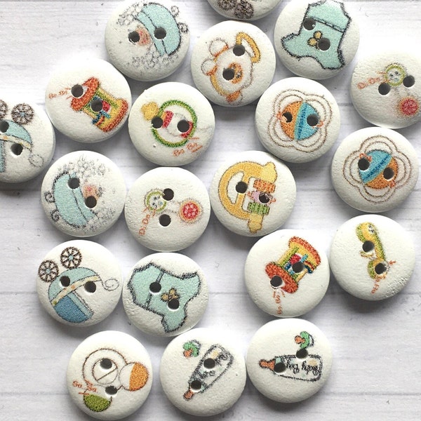 BABY Buttons x 10, Wooden baby themed buttons, Wooden baby boy/girl buttons, Baby buttons.