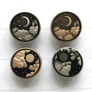17mm METAL SHANK ENAMELLED Buttons, Stylish moon & stars metal shank buttons. Warm gold/silver moon and stars buttons. Coat / jacket button