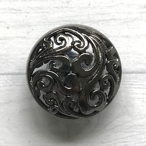 Cut out floral design, domed, lighter weight metal shank buttons 20mm PEWTER