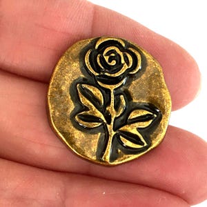 Rose design metal shank buttons 18mm and 23mm image 4