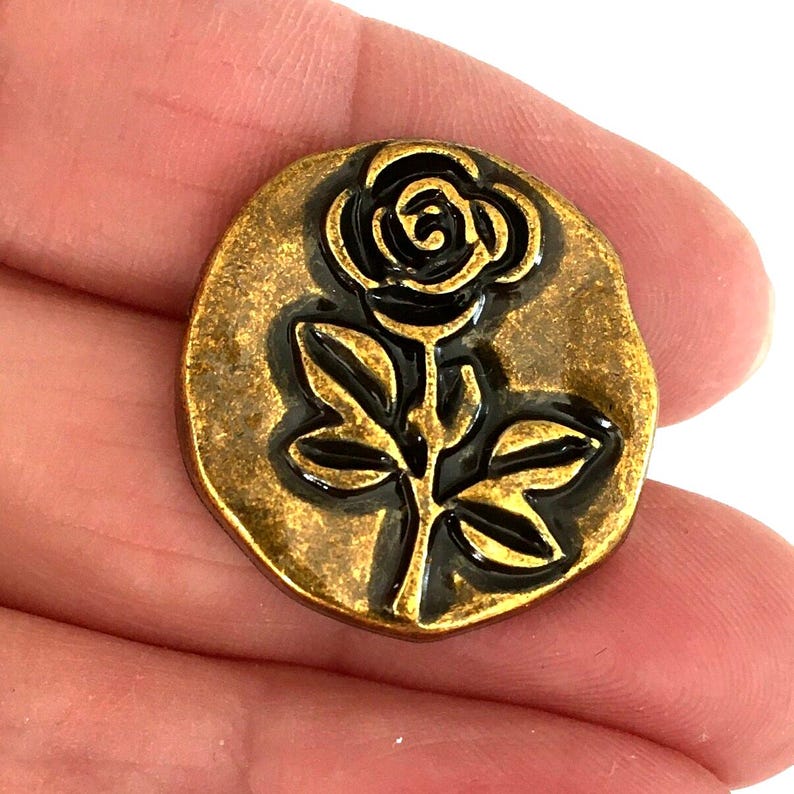 Rose design metal shank buttons 18mm and 23mm image 4