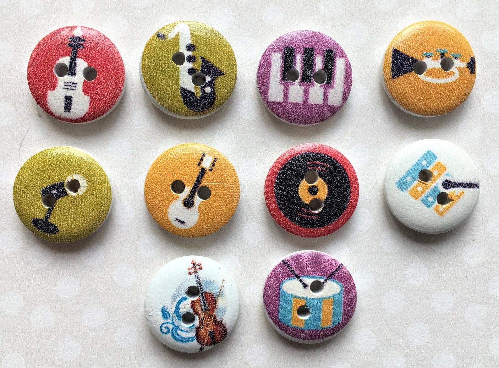 15 Mm MUSICAL WOODEN BUTTONS X 10 Music Themed Printed Wooden Etsy