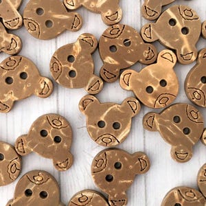 Coconut shell bear buttons 13mm x 11mm (pack of 9)