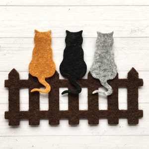 Cats on fence felt die cuts (pk of 3)