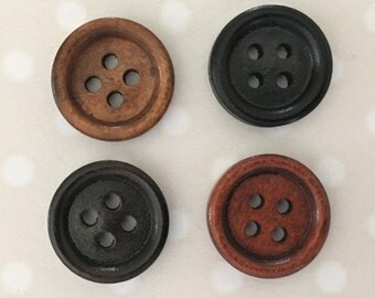 Q432A-Q432D x 15mm 20mm 23mm 25mm Dark Chocolate Brown Swirl 4 Hole Buttons 