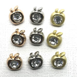 Metal and rhinestone shank buttons 10mm x 12.5mm
