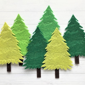 6 x sapins de Noël en feutre, décorations d'arbre de Noël, découpes en feutre d'arbre de Noël, décorations de cartes de Noël, formes en feutre d'arbre de Noël.