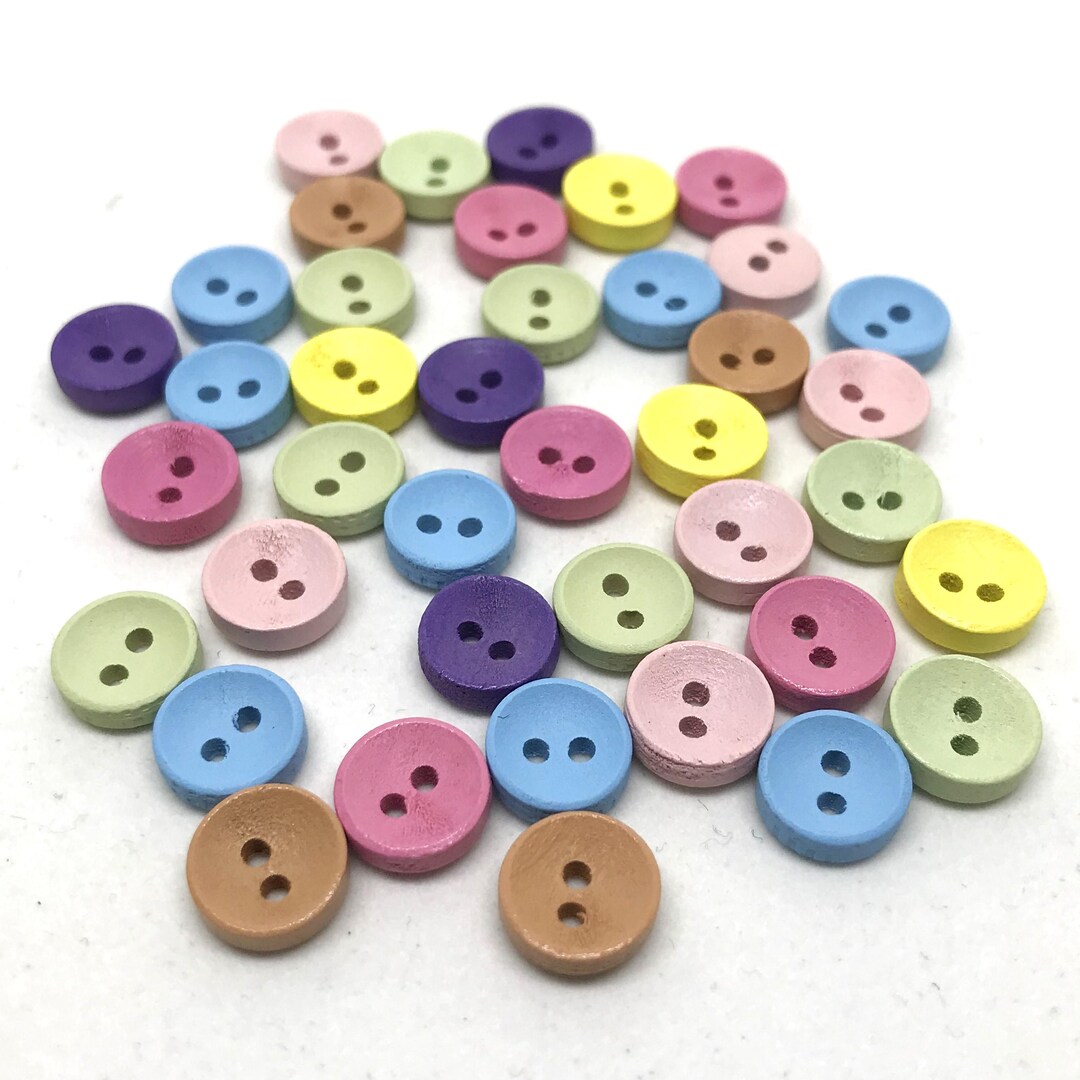 20 X Mixed Colour 10mm Round Wooden 2 Hole Buttons, Round Wooden ...