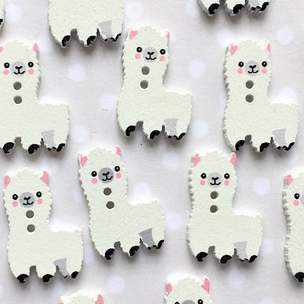 LLAMA BUTTONS x 10, Wooden Llama/Alpaca buttons, Llama embellishments, Llama decorations, Wooden Llamas, Cute Llama buttons.