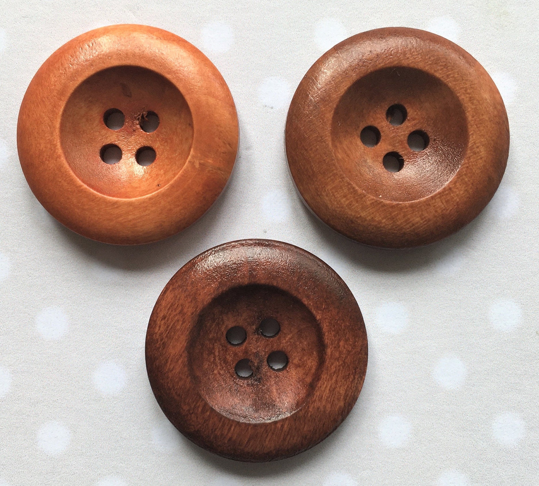 25 Mm LARGE TAN 4 Hole Wooden Buttons X 6 Beautiful Round - Etsy UK