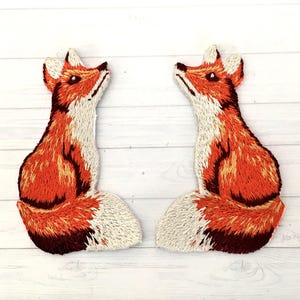 IRON ON Embroidered fox patches.