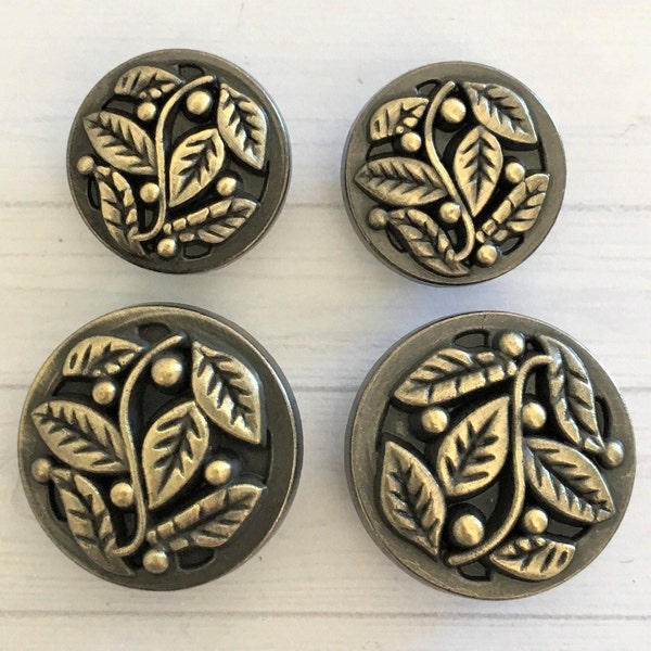 18/23mm BEAUTIFUL ARTS & CRAFTS Style  metal Shank Buttons, Stylish metal shank buttons. antique bronze metal buttons. Coat/jacket buttons.