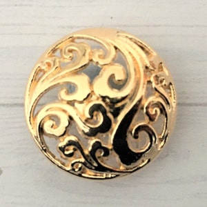 Cut out floral design, domed, lighter weight metal shank buttons 20mm GOLD