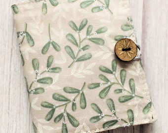 Handmade sewing case, Pretty mistletoe print needle case, sewing accessory, Mistletoe print handmade sewing case