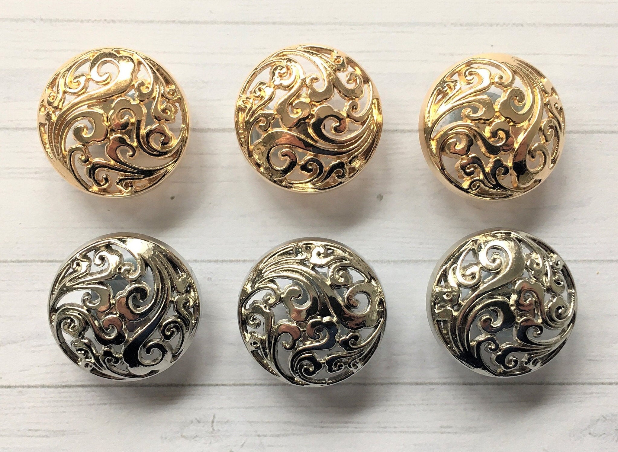 15MM Antique Silver or Bronze Shirt Buttons Flat Front Shank Hollow Metal  24L 5/8 Steampunk Military Retro Clothes Uniform Antique Finish 