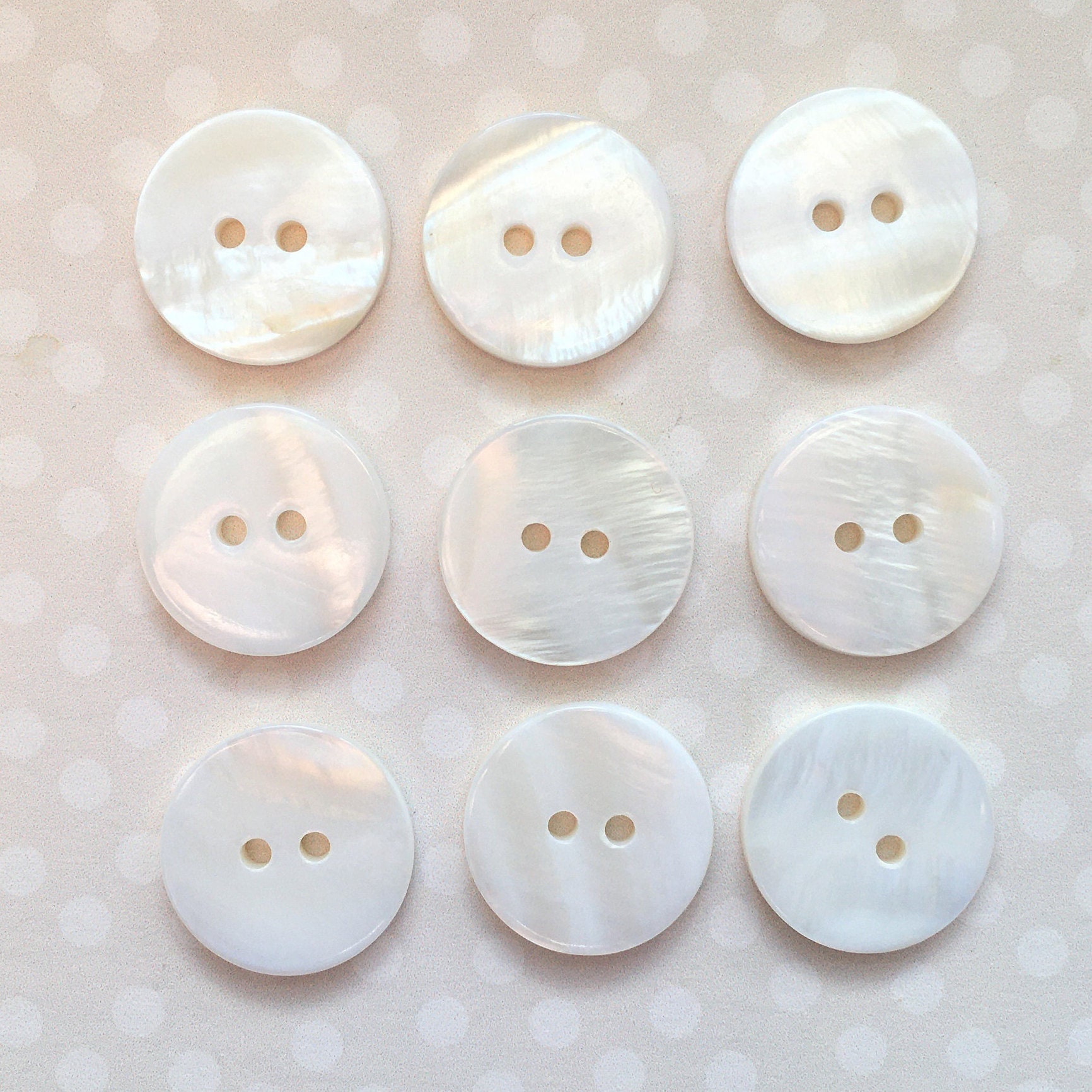 24 Antique/vintage 15mm Mother of Pearl Buttons on Card, Clothes