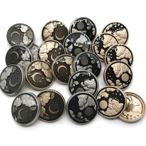 Moon & Stars metal shank buttons 17mm