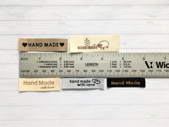 10 X CLOTH HANDMADE Labels, Handmade With Love Labels, Sew on Handmade  Labels, Hand Made Garment Label, Handmade Labels, Craft Labels. 