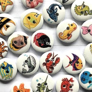 SEA LIFE wooden buttons 15 mm