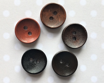 Wooden buttons 15mm, 2 hole (pack of 10)