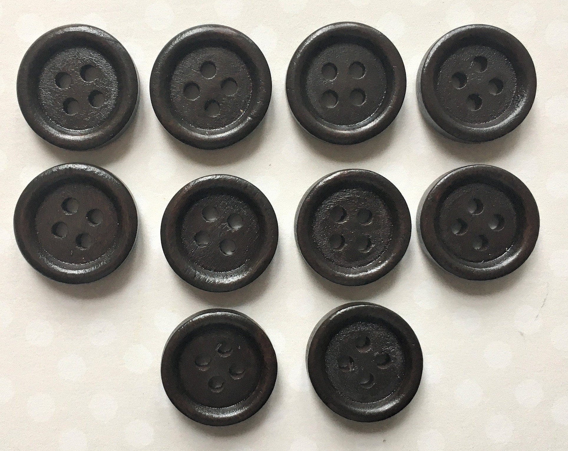 15 Mm ROUND WOODEN Buttons X 10. Four Hole Wooden Buttons - Etsy UK