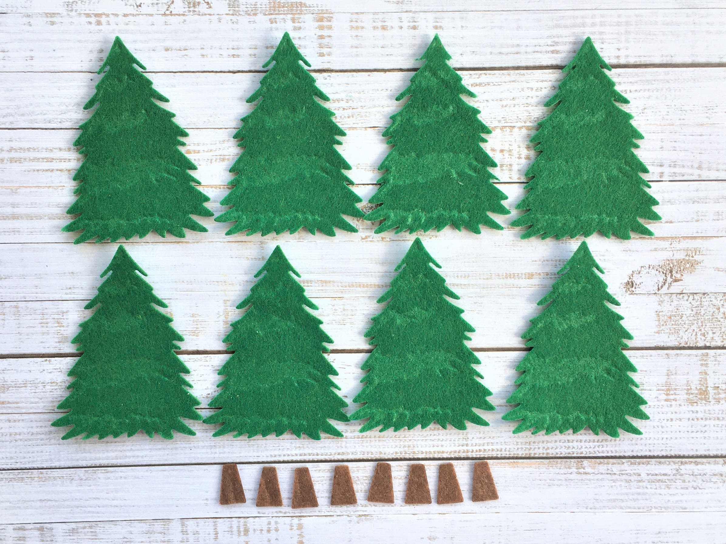 8 x FELT TREES Tree felt decorations Tree felt die cuts Etsy