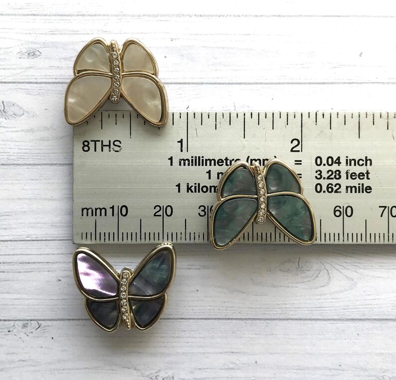 22mm X 19mm METAL BUTTERFLY Buttons in Three Colours, Beautiful Metal