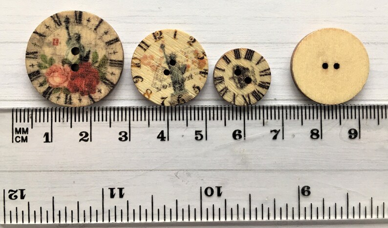 15/20/25mm VINTAGE STYLE Wooden Clock Buttons Round Vintage - Etsy