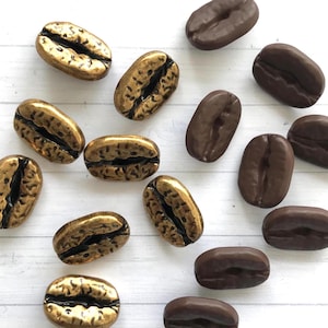 Coffee bean design metal  shank buttons 20mm x 14mm