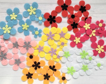 6 x FELT FLOWERS, Felt flowers, Die cut flowers, flower decoration, Felt flower shapes, Felt flower card toppers.