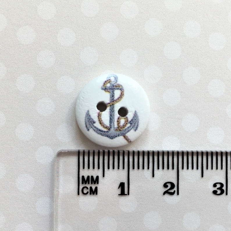 NAUTICAL BUTTONS 15 mm x 10 Cute little nautical buttons Sailing boat buttons Wooden coastal style buttons Wooden nautical theme buttons