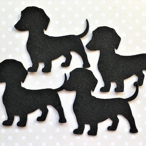 4 x Teckel en feutre, découpes en feutre pour chien, découpes en feutre teckel, décoration pour cartes en feutre de chien, applique en feutre de chien.