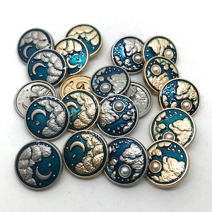 Moon & Stars metal shank buttons 20mm