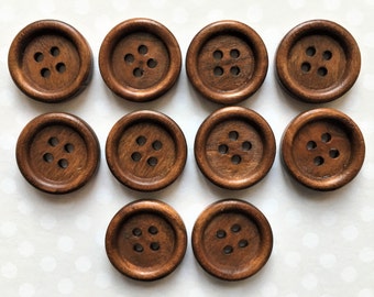 Wooden buttons 18mm 4 hole, Ridged (pack of 10).