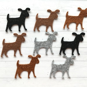 8 x MINI FELT DIE Cut chiens mignons, chiens découpés, chiens en feutre, décoration pour chien, dessus de cartes pour chien.