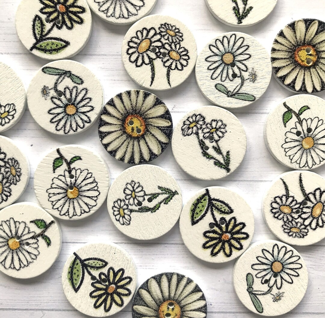 Daisy Wooden Buttons, 20mm, Sewing and Craft Embellishments (x10) - Etsy