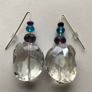 Earrings - Ice Cubes with blue and purple glass beads