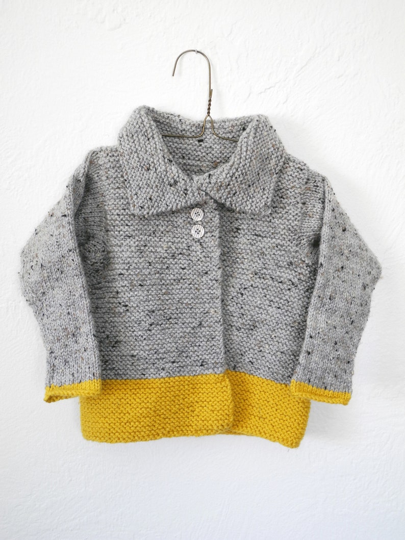 MADE TO ORDER Wool Children's Hand Knit Sweater Kids Knitwear Unisex Toddler Cardigan image 1