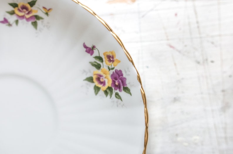 Royal Windsor Fine Bone China England Vintage Saucer Purple and Yellow