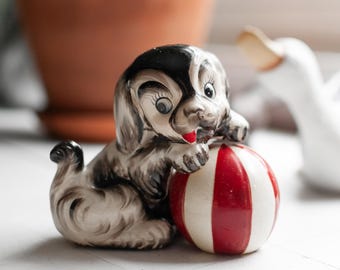 Vintage Shafford Dog and Ball Salt and Pepper Shakers, Collectible Set