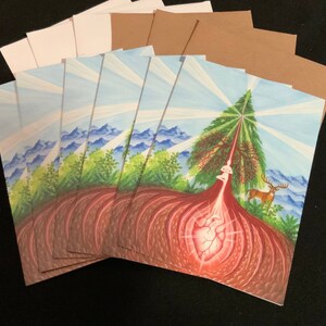 Set di biglietti di auguri ispiratori ~ Essere Albero ~ Meditazioni guidate sul retro!