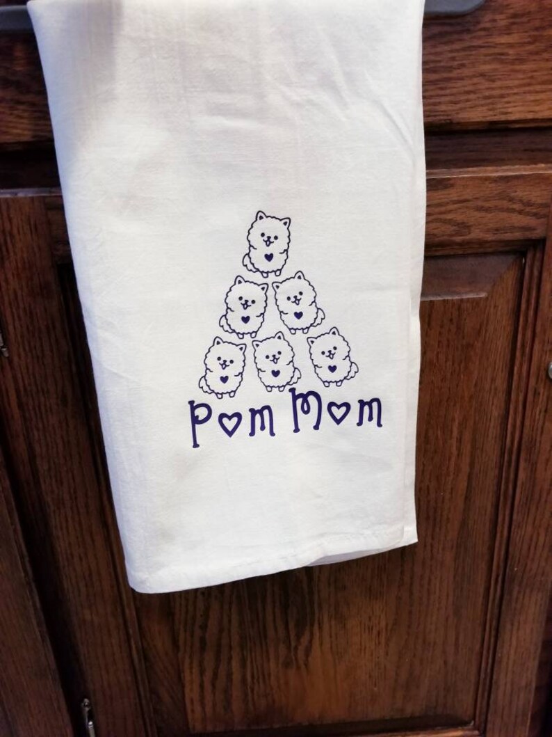 Pomeranian Dog Pom Mom Kitchen Towel Flour Sack Towel Dog Mom Gift Dog Lover Pommy Mommy Pom Dad